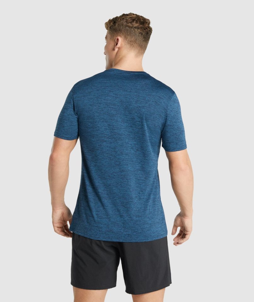 Men's Gymshark Arrival Marl T-Shirts Navy | NZ 9DPZRJ